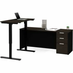 Bestar® Height Adjustable L-Desk - Deep Gray and Black - Pro-Concept Plus Series -Outlet Desks & Workstations Store BSA 110895 32