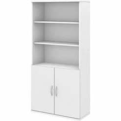 Bush Business Furniture Bush Furniture 5-Shelf Bookcase with Doors - White - Studio C Series 17 Bush Business Furniture Bush Furniture 5-Shelf Bookcase with Doors - White - Studio C Series -Outlet Desks & Workstations Store BUM STC015WH 02
