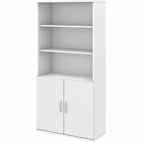 Bush Business Furniture Bush Furniture 5-Shelf Bookcase with Doors - White - Studio C Series 9 Bush Business Furniture Bush Furniture 5-Shelf Bookcase with Doors - White - Studio C Series - Image 9
