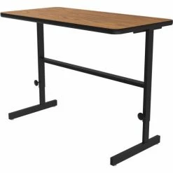Correll Adjustable Standing Height Workstation - 48"L x 24"W x 34" to 42" - Medium Oak -Outlet Desks & Workstations Store CEL CST2448 06