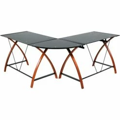 Comfort Products OneSpace 50-JN15L05 Lescot L-Shaped Computer Desk, Black -Outlet Desks & Workstations Store CMF 50 JN15L05