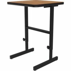 Correll Adjustable Standing Height Workstation - 24"L x 20"W x 34" to 42" - Medium Oak