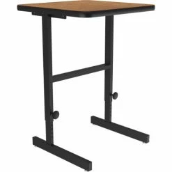 Correll Adjustable Standing Height Workstation - 24"L x 20"W x 34" to 42" - Medium Oak -Outlet Desks & Workstations Store CST2024 06 03