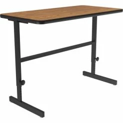 Correll Adjustable Standing Height Workstation - 48"L x 24"W x 34" to 42" - Medium Oak -Outlet Desks & Workstations Store CST2448 06 03