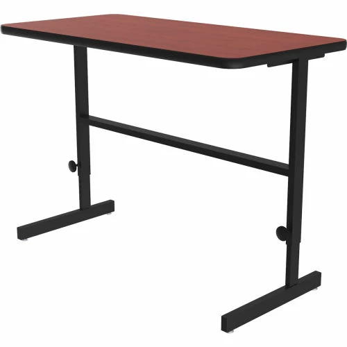 Correll Adjustable Standing Height Workstation - 48"L x 24"W x 34" to 42" - Cherry 1 Correll Adjustable Standing Height Workstation - 48"L x 24"W x 34" to 42" - Cherry
