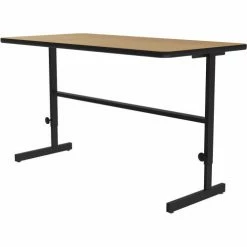 Correll Adjustable Standing Height Workstation - 60"L x 24"W x 34" to 42" - Fusion Maple