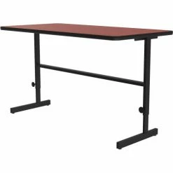 Correll Adjustable Standing Height Workstation - 60"L x 24"W x 34" to 42" - Cherry
