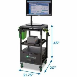 Newcastle Systems EC Series EcoCart Mobile Powered Laptop Cart with 100AH Battery -Outlet Desks & Workstations Store EC SERIES Dims