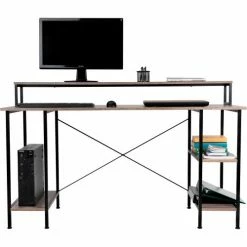 Mind Reader Products Mind Reader 55" Desktop Computer Table with Shelves and CPU Storage, Brown -Outlet Desks & Workstations Store EZM CTABCPU BRN