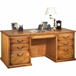 Martin Furniture Executive Desk - Double Pedestal - Wheat - Huntington Oxford Series