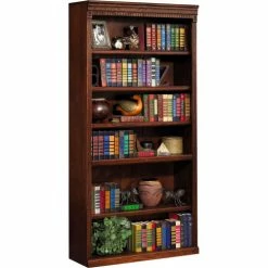 Martin Furniture Huntington Club Office 72" Open Bookcase - Vibrant Cherry