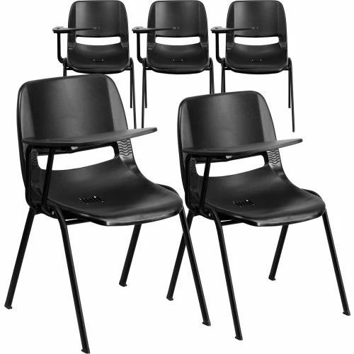 Flash Furniture Ergonomic Shell Chair - Right Handed Tablet Arm - Black - 5 per Pack 3 Flash Furniture Ergonomic Shell Chair - Right Handed Tablet Arm - Black - 5 per Pack - Image 3
