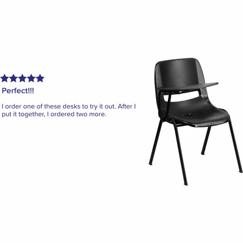 Flash Furniture Ergonomic Shell Chair - Right Handed Tablet Arm - Black - 5 per Pack 5 Flash Furniture Ergonomic Shell Chair - Right Handed Tablet Arm - Black - 5 per Pack - Image 5