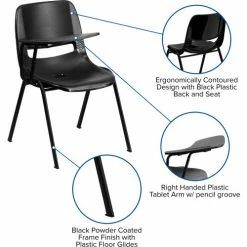 Flash Furniture Ergonomic Shell Chair - Right Handed Tablet Arm - Black - 5 per Pack 20 Flash Furniture Ergonomic Shell Chair - Right Handed Tablet Arm - Black - 5 per Pack -Outlet Desks & Workstations Store F5 RUT EO1 BK RTAB GG inset4