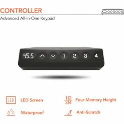 Flexispot Adjustable Height Standing Desk with Storage Shelves, 55"L x 28"W, Chipboard, Black Top -Outlet Desks & Workstations Store FF1B 5528B 04