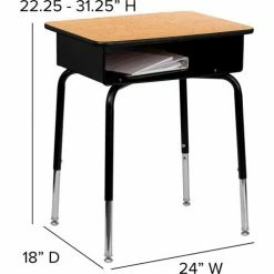 Flash Furniture Student Desk with Open Front Metal Book Box -Outlet Desks & Workstations Store FFD DESK GG DIMS