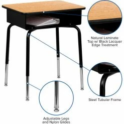 Flash Furniture Student Desk with Open Front Metal Book Box -Outlet Desks & Workstations Store FFD DESK GG inset2