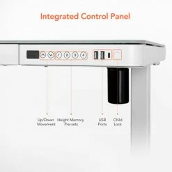 Flexispot All-in-One Height Adjustable Standing Desk, 48"L x 24"W, Glass, White Top -Outlet Desks & Workstations Store FG8W 04