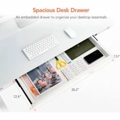 Flexispot All-in-One Height Adjustable Standing Desk, 48"L x 24"W, Glass, White Top -Outlet Desks & Workstations Store FG8W 05