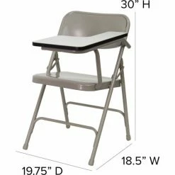 Flash Furniture Premium Steel Folding Chair - Left Handed Tablet Arm - Beige -Outlet Desks & Workstations Store FHF 309AST LFT GG DIMS