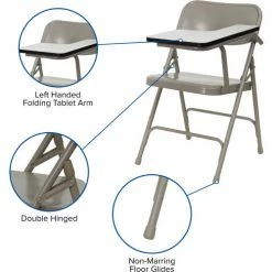 Flash Furniture Premium Steel Folding Chair - Left Handed Tablet Arm - Beige -Outlet Desks & Workstations Store FHF 309AST LFT GG inset4
