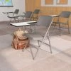 Flash Furniture Premium Steel Folding Chair - Right Handed Tablet Arm - Beige