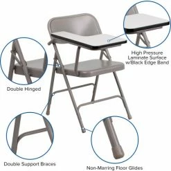 Flash Furniture Premium Steel Folding Chair - Right Handed Tablet Arm - Beige 18 Flash Furniture Premium Steel Folding Chair - Right Handed Tablet Arm - Beige -Outlet Desks & Workstations Store FHF 309AST RT GG inset5