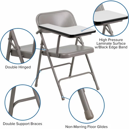 Flash Furniture Premium Steel Folding Chair - Right Handed Tablet Arm - Beige 5 Flash Furniture Premium Steel Folding Chair - Right Handed Tablet Arm - Beige - Image 5