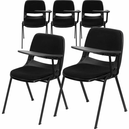 Flash Furniture Ergonomic Shell Chair - Left Handed Tablet Arm - Padded Fabric - Black - 5 per Pack 2 Flash Furniture Ergonomic Shell Chair - Left Handed Tablet Arm - Padded Fabric - Black - 5 per Pack - Image 2