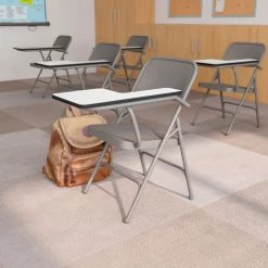 Flash Furniture Premium Steel Folding Chair - Left Handed Tablet Arm - Beige -Outlet Desks & Workstations Store FHF FHF 309AST LFT GG LS