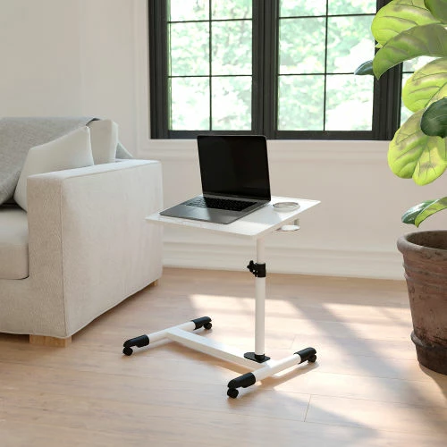 Flash Furniture Adjustable Height Steel Mobile Laptop Desk, White 10 Flash Furniture Adjustable Height Steel Mobile Laptop Desk, White - Image 10