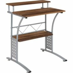 Flash Furniture Clifton Computer Desk with Top and Lower Storage Shelves, Walnut -Outlet Desks & Workstations Store FHF NAN CLIFTON RU GG
