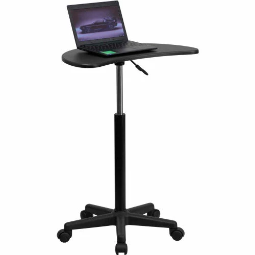 Flash Furniture Black Sit to Stand Mobile Laptop Computer Desk 4 Flash Furniture Black Sit to Stand Mobile Laptop Computer Desk - Image 4
