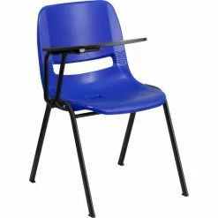 Flash Furniture Ergonomic Shell Chair - Right Handed Tablet Arm - Blue -Outlet Desks & Workstations Store FHF RUT EO1 BL RTAB GG