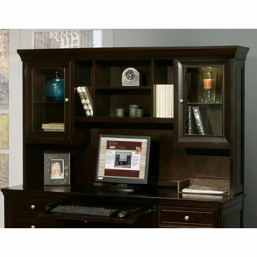 Martin Furniture Fully Assembled Fulton Executive Hutch, Brown 1 Martin Furniture Fully Assembled Fulton Executive Hutch, Brown