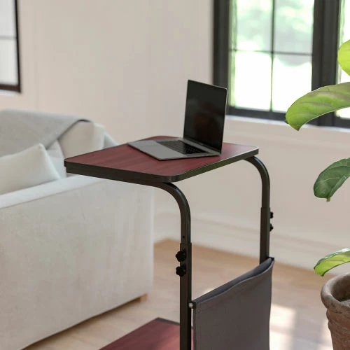 Flash Furniture Mobile Sit/Stand Computer Ergonomic Desk with Removable Pouch, Mahogany 4 Flash Furniture Mobile Sit/Stand Computer Ergonomic Desk with Removable Pouch, Mahogany - Image 4