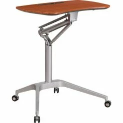 Flash Furniture Mobile Sit/Stand Computer Ergonomic Desk, Mahogany -Outlet Desks & Workstations Store FNAN IP 10 GG inset1