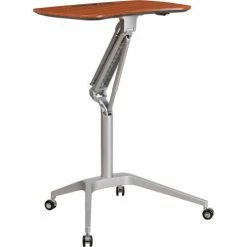 Flash Furniture Mobile Sit/Stand Computer Ergonomic Desk, Mahogany -Outlet Desks & Workstations Store FNAN IP 10 GG inset2