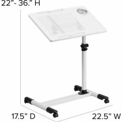 Flash Furniture Adjustable Height Steel Mobile Laptop Desk, White 15 Flash Furniture Adjustable Height Steel Mobile Laptop Desk, White -Outlet Desks & Workstations Store FNAN JG 06B WH GG DIMS
