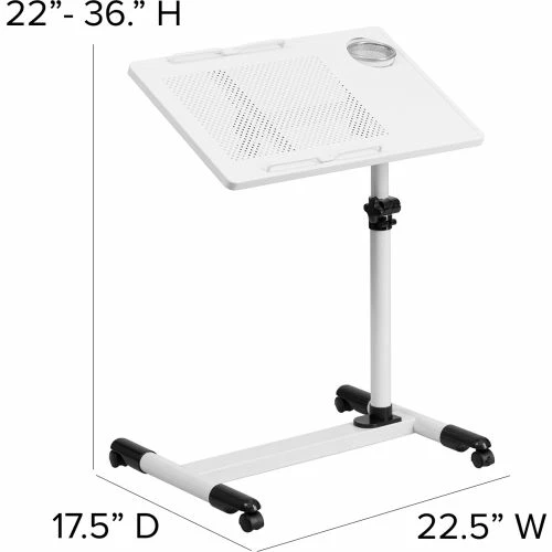 Flash Furniture Adjustable Height Steel Mobile Laptop Desk, White 6 Flash Furniture Adjustable Height Steel Mobile Laptop Desk, White - Image 6