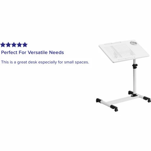 Flash Furniture Adjustable Height Steel Mobile Laptop Desk, White 4 Flash Furniture Adjustable Height Steel Mobile Laptop Desk, White - Image 4