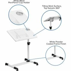 Flash Furniture Adjustable Height Steel Mobile Laptop Desk, White 14 Flash Furniture Adjustable Height Steel Mobile Laptop Desk, White -Outlet Desks & Workstations Store FNAN JG 06B WH GG inset4
