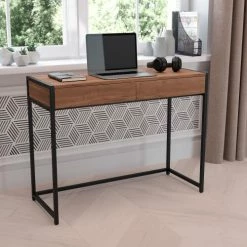 Flash Furniture Cumberland Collection Rustic Wood Grain Computer Desk