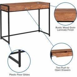 Flash Furniture Cumberland Collection Rustic Wood Grain Computer Desk -Outlet Desks & Workstations Store FNAN JN 28102D GG inset4