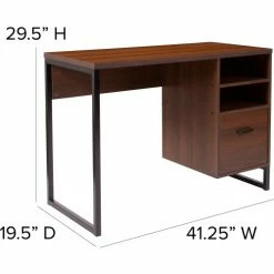 Flash Furniture Northbrook Rustic Coffee Wood Grain Computer Desk with Black Metal Frame 16 Flash Furniture Northbrook Rustic Coffee Wood Grain Computer Desk with Black Metal Frame -Outlet Desks & Workstations Store FNAN NJ HD10168 GG DIMS