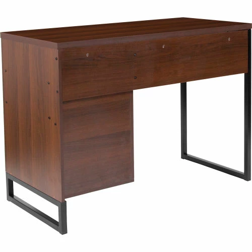 Flash Furniture Northbrook Rustic Coffee Wood Grain Computer Desk with Black Metal Frame 7 Flash Furniture Northbrook Rustic Coffee Wood Grain Computer Desk with Black Metal Frame - Image 7