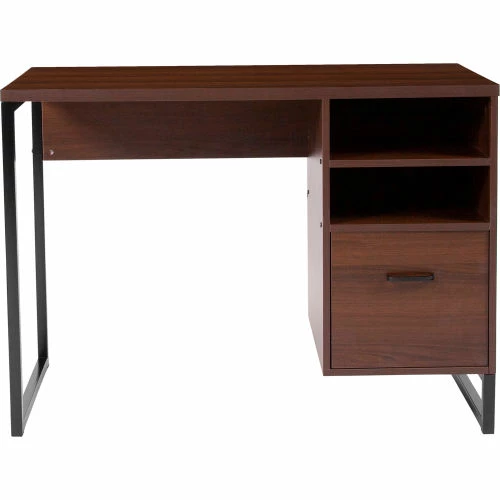 Flash Furniture Northbrook Rustic Coffee Wood Grain Computer Desk with Black Metal Frame 5 Flash Furniture Northbrook Rustic Coffee Wood Grain Computer Desk with Black Metal Frame - Image 5