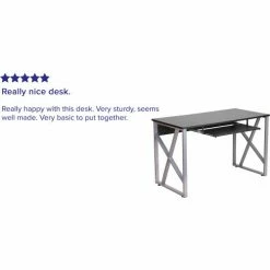 Flash Furniture Black Computer Desk with Pull-Out Keyboard Tray and Cross-Brace Frame 10 Flash Furniture Black Computer Desk with Pull-Out Keyboard Tray and Cross-Brace Frame -Outlet Desks & Workstations Store FNAN WK 004 GG REVIEW
