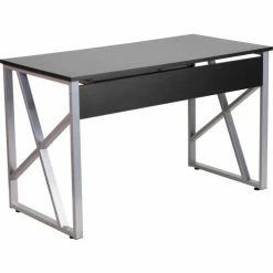 Flash Furniture Black Computer Desk with Pull-Out Keyboard Tray and Cross-Brace Frame 12 Flash Furniture Black Computer Desk with Pull-Out Keyboard Tray and Cross-Brace Frame -Outlet Desks & Workstations Store FNAN WK 004 GG inset1