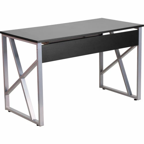 Flash Furniture Black Computer Desk with Pull-Out Keyboard Tray and Cross-Brace Frame 6 Flash Furniture Black Computer Desk with Pull-Out Keyboard Tray and Cross-Brace Frame - Image 6